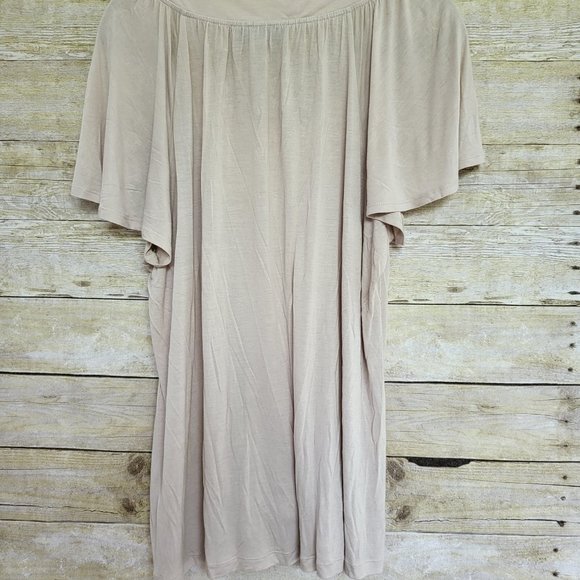 Pretty Beige & Gold Sequin Short Sleeve Top - Picture 2 of 7